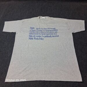 Vintage Ogle T Shirt Size XL Novelty Funny Single Stitch Heather Gray BEST
